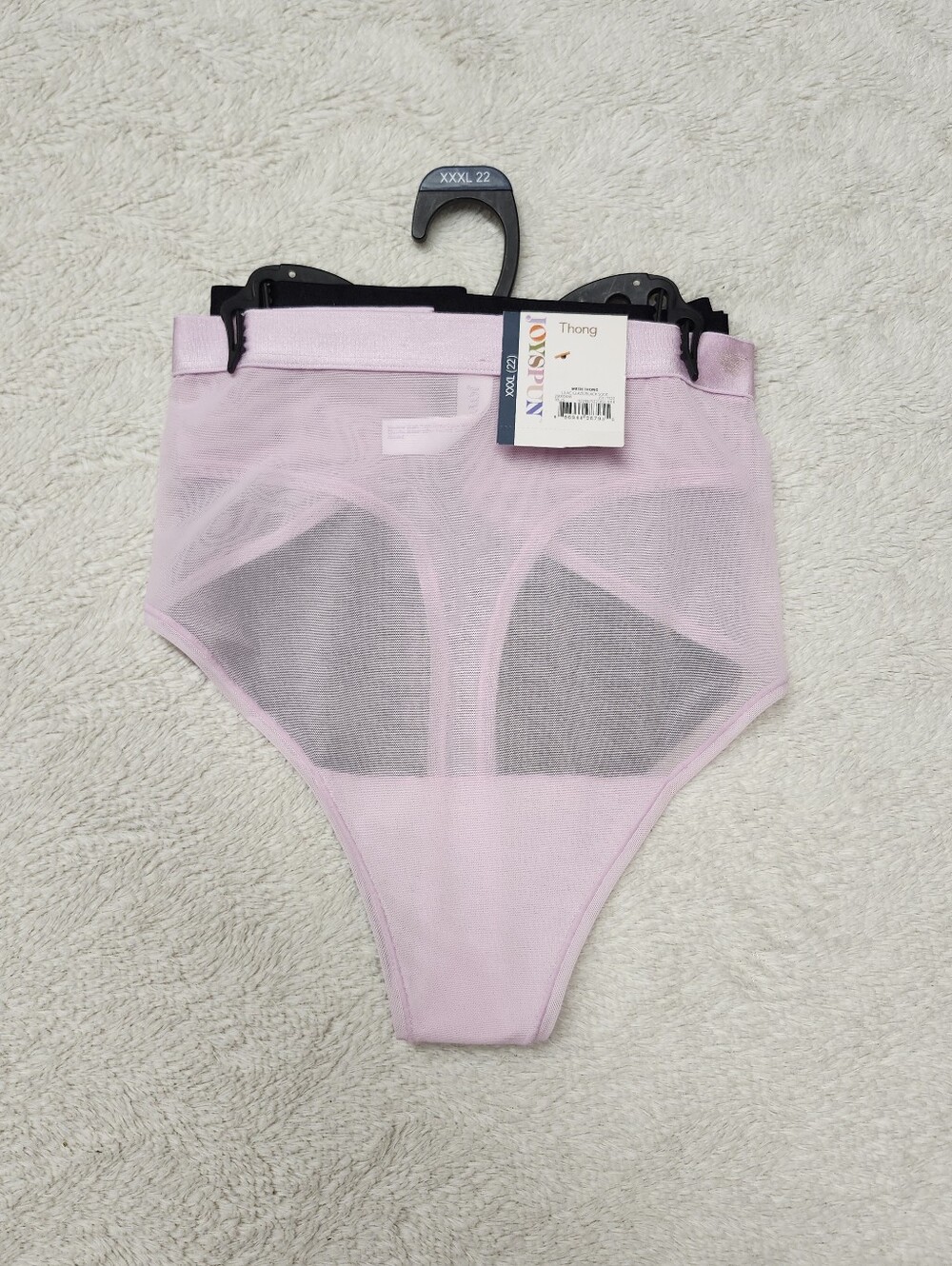 • NWT Joyspun Women's 2 Pack Thong With Mesh Back Panties Size XXXL Lilac Black